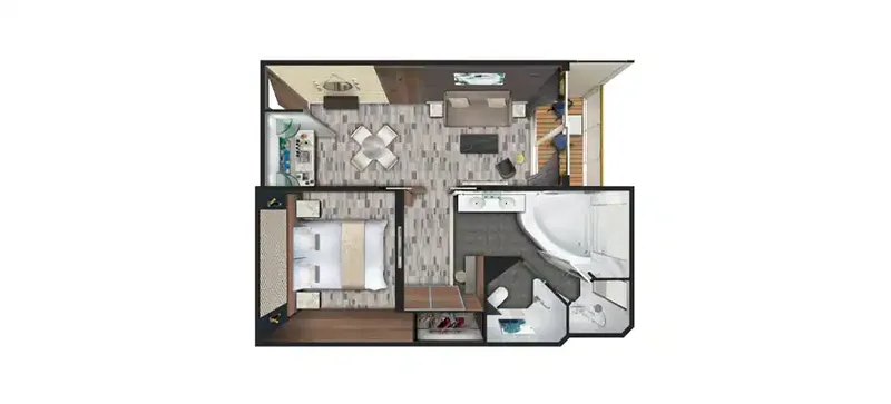 后方景观豪华套房，配有大型阳台 2