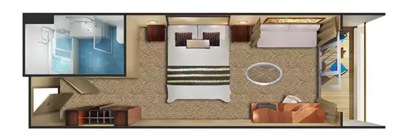 面向艉方的俱樂部陽台套房 2