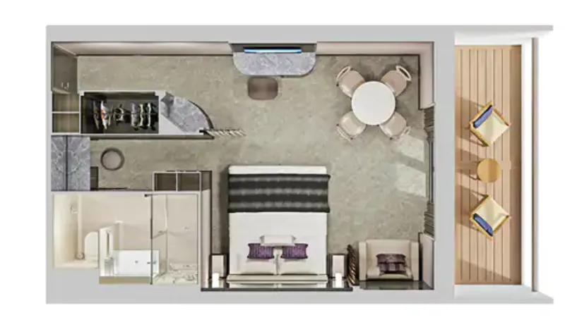 面向船尾的豪華套房帶陽台 2