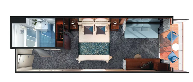 面向艉方的俱乐部阳台套房 4