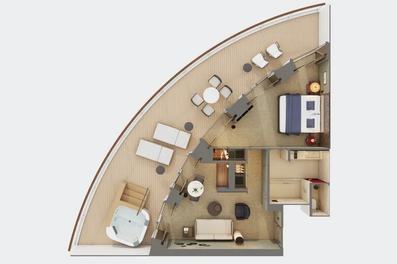 海湾后方拥有者套房,配有主卧室与大型阳台 8