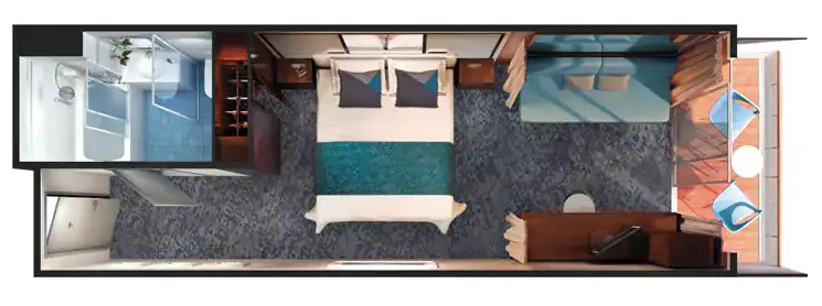 面向艉方的俱樂部陽台套房 4