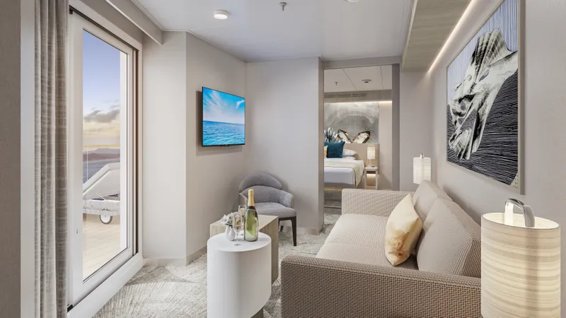 前方套房,配有主卧室及大型阳台 1