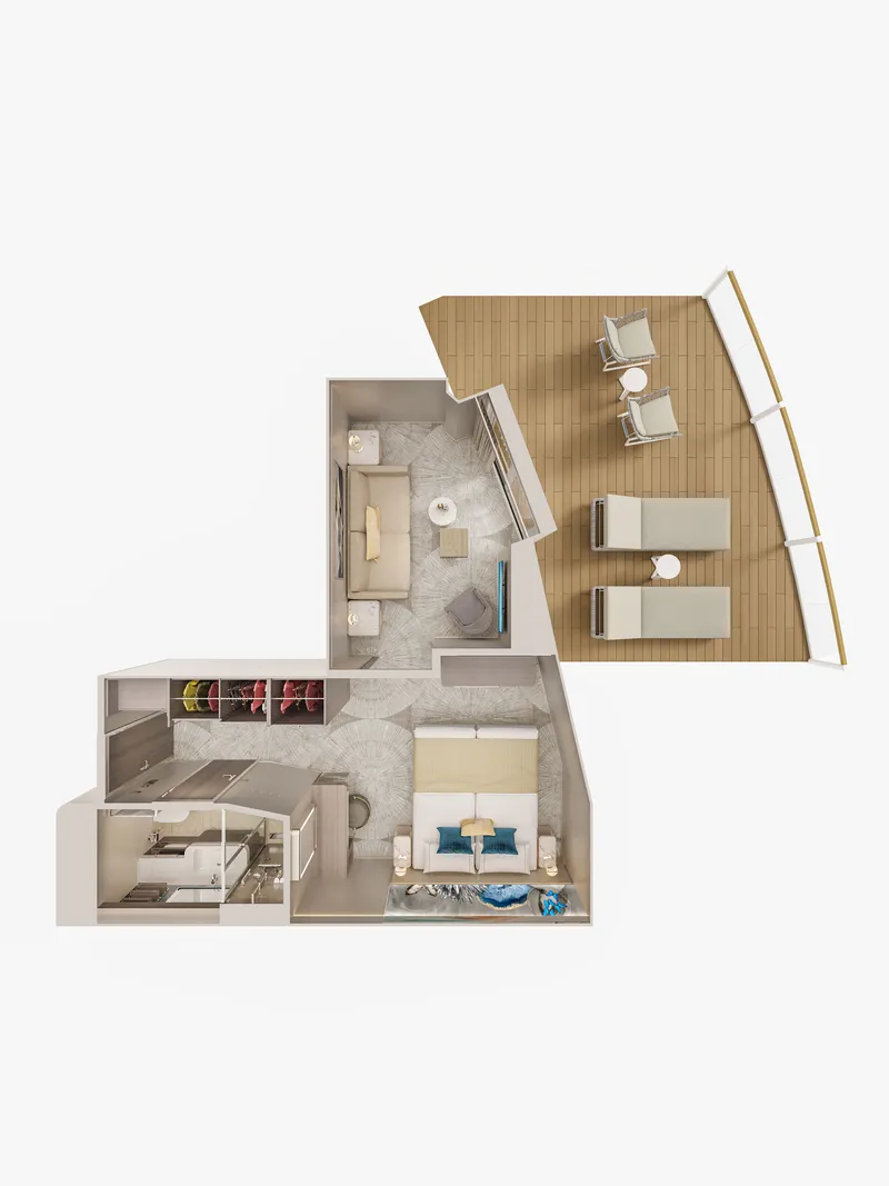 前方套房,配有主卧室及大型阳台 7