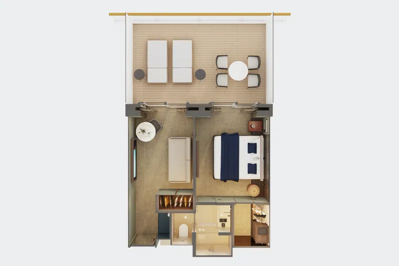 海湾后方豪华顶层套房,配有主卧室与大型阳台 7