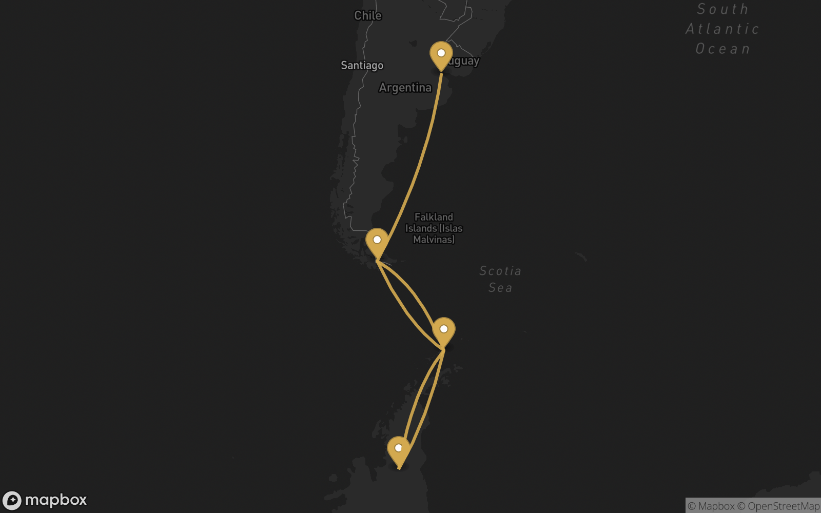 Voyage route map