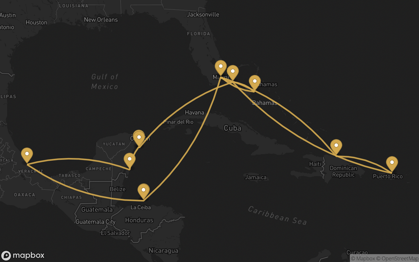 Voyage route map