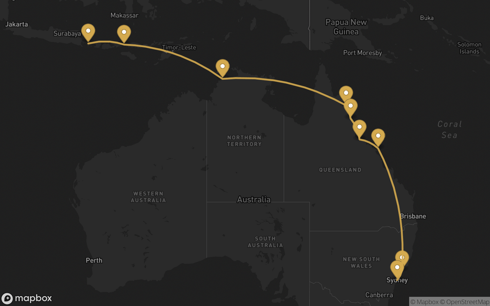 Voyage route map
