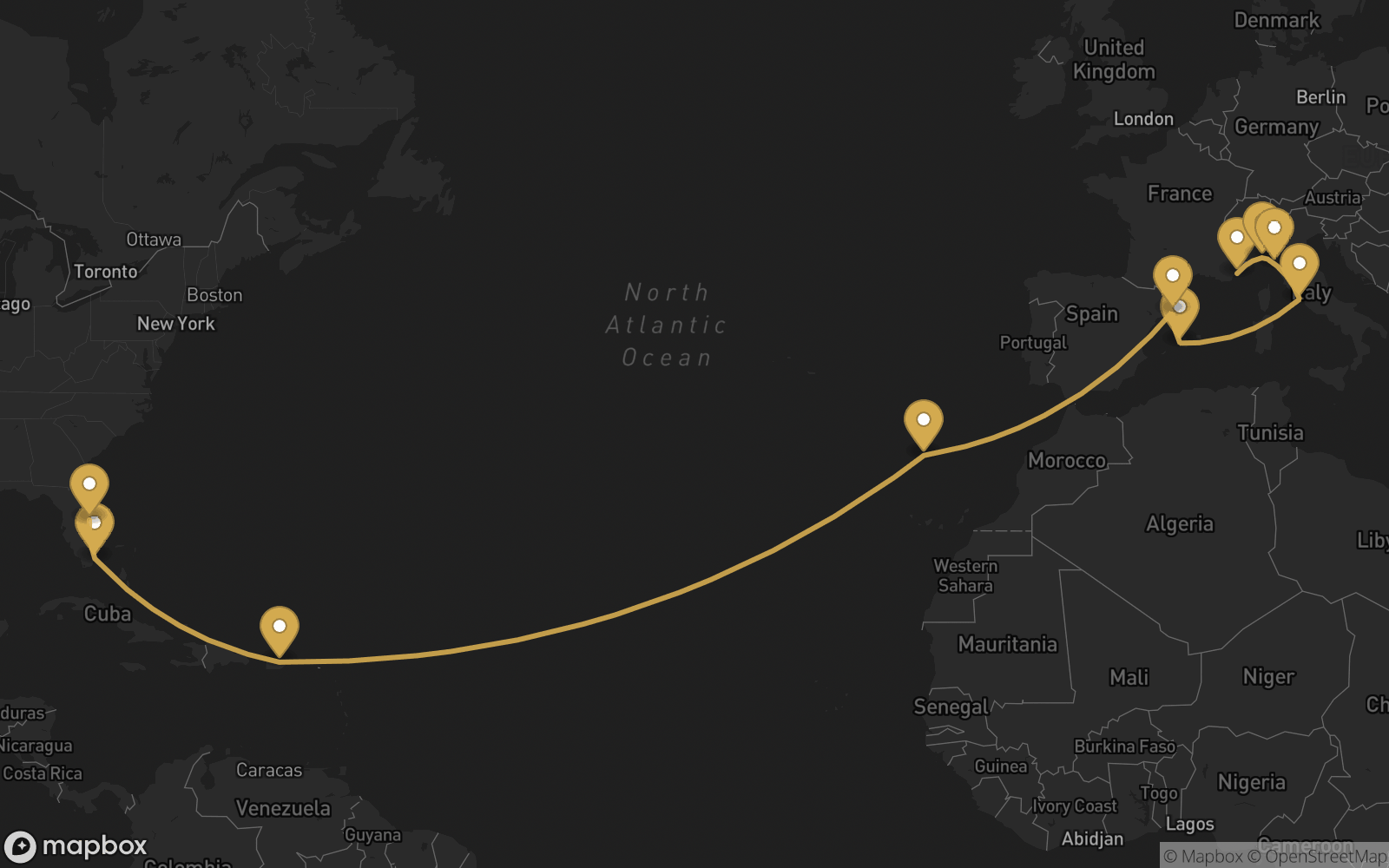 Voyage route map