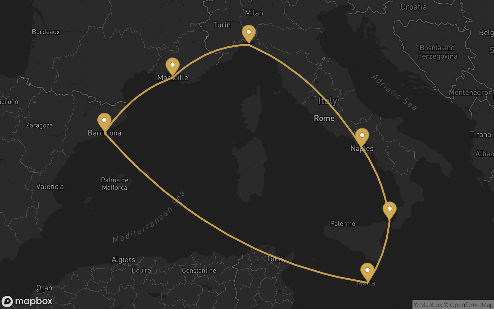 Voyage route map