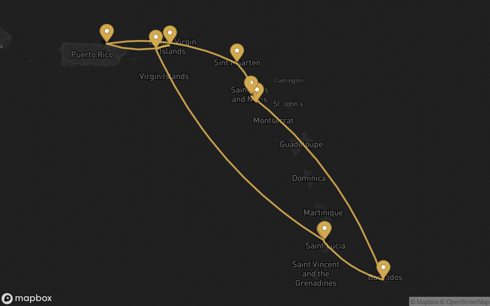 Voyage route map