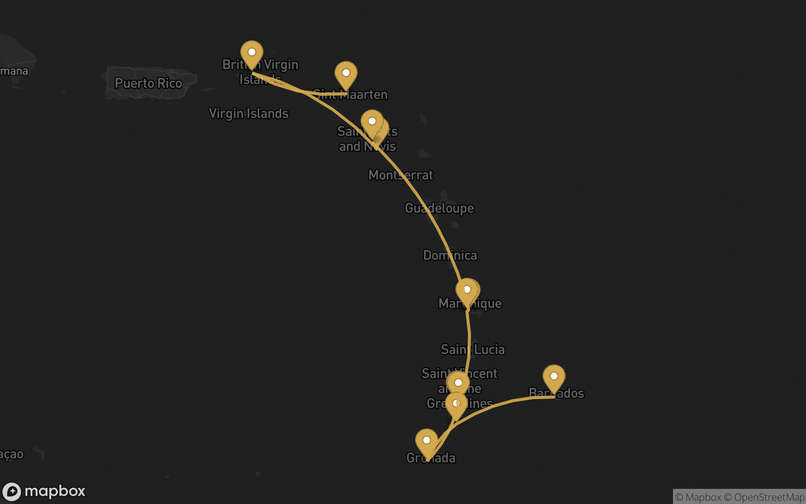 Voyage route map