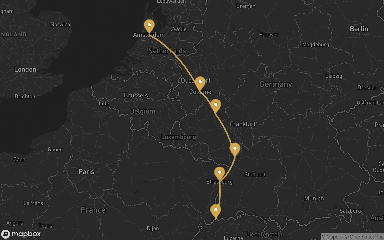 Voyage route map
