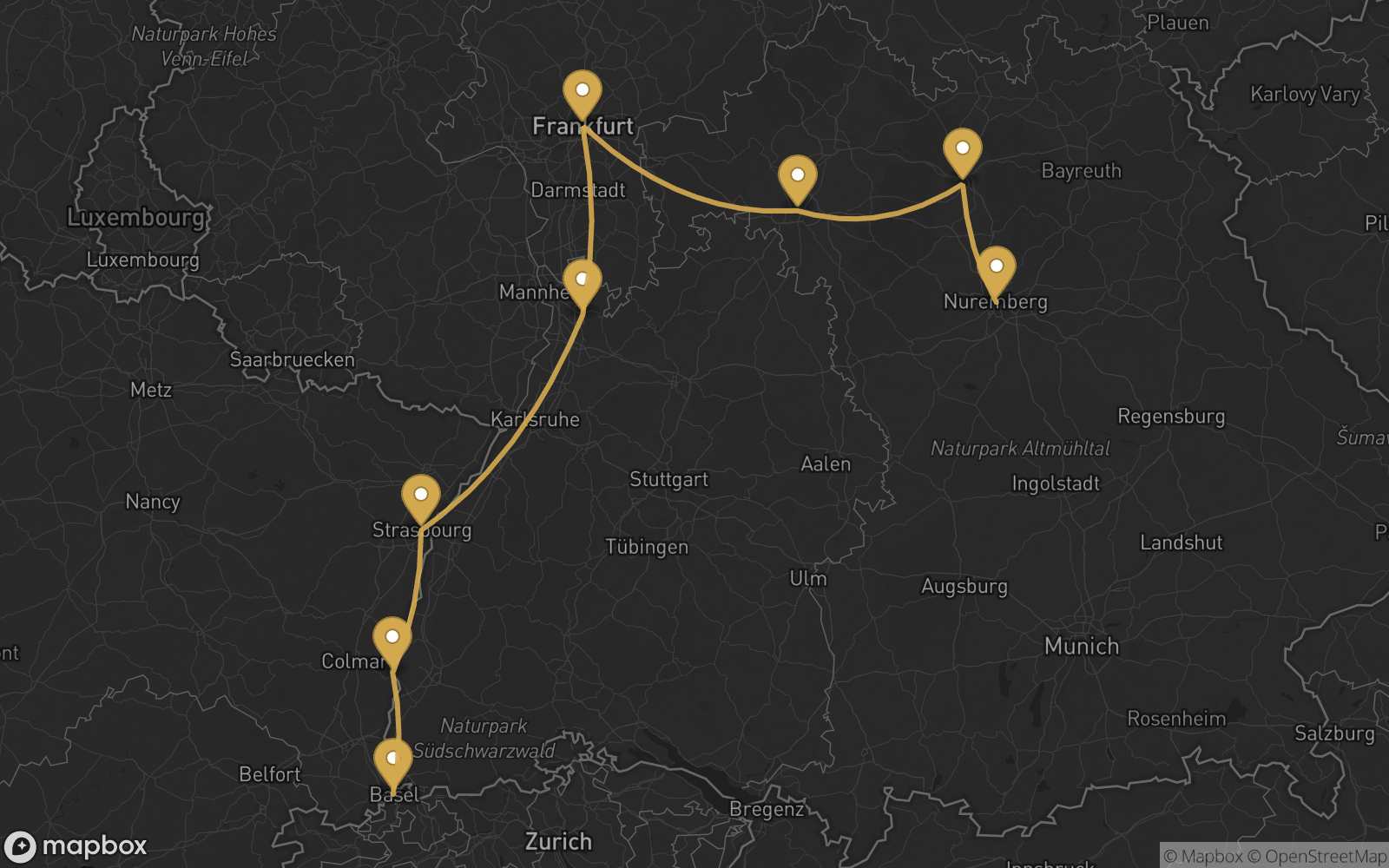 Voyage route map