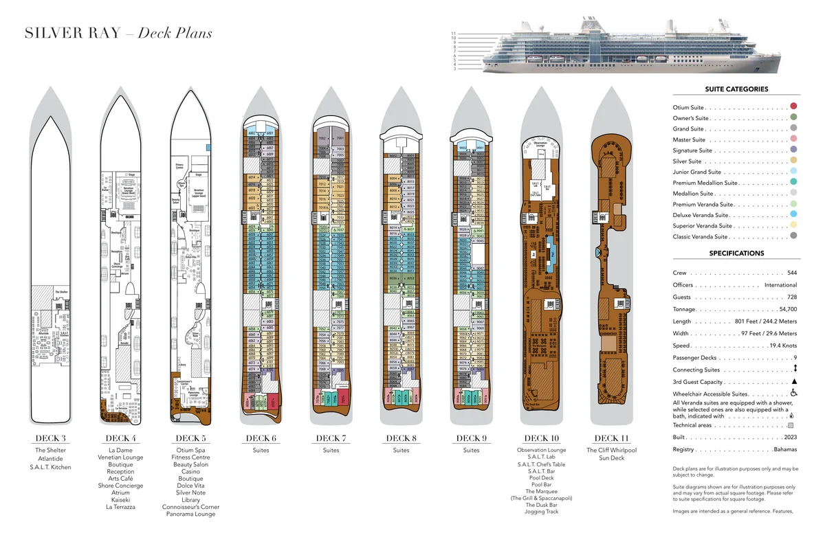 Silversea Silver Ray   Deck Plans