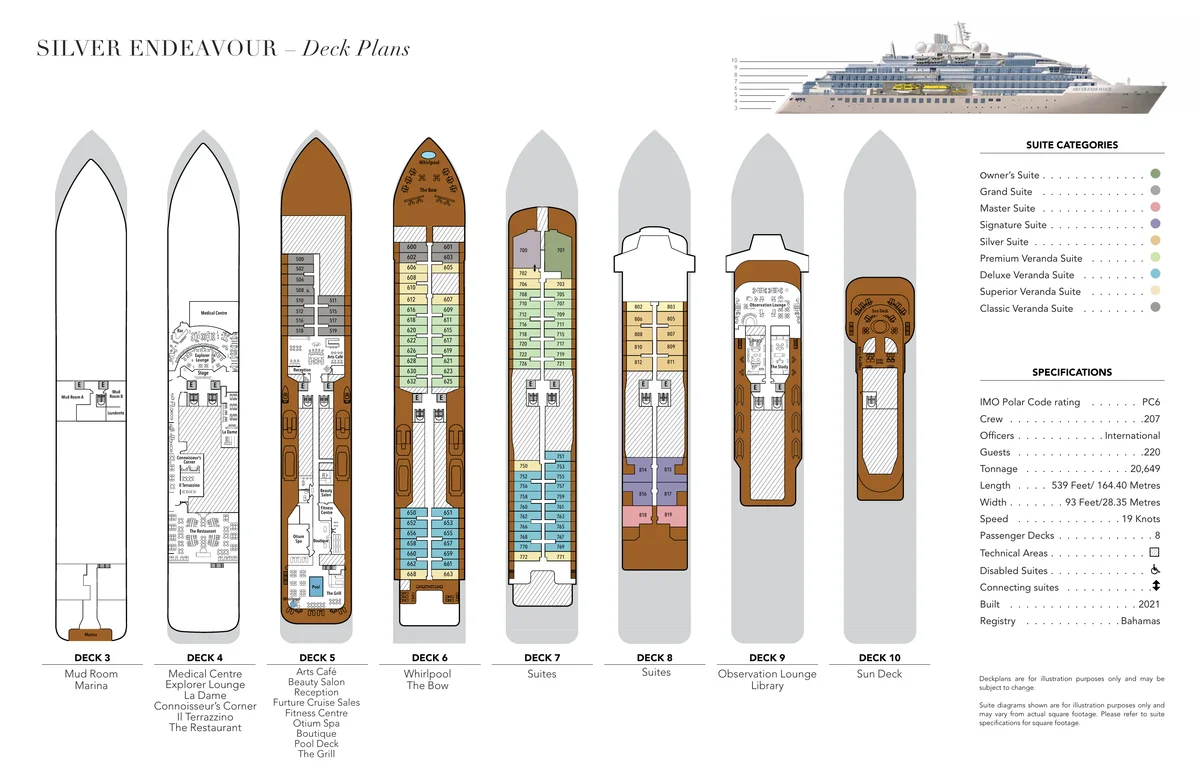 Silversea   Silver Endeavour, Deck Plans