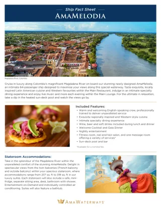 Ama Waterways Ama Melodia Fact Sheet