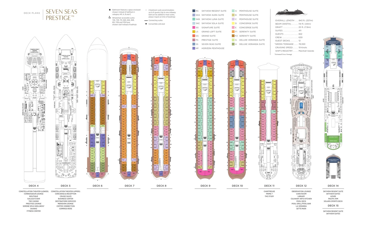 Regent Seven Seas Cruises Seven Seas Prestige Deck Plan