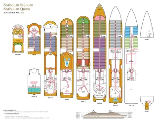 Seabourn Sojourn & Quest Accessible Routes Deck Plans