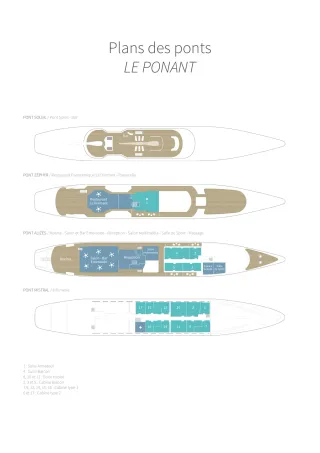 Ponant Explorations, Le Ponant Deck Plans