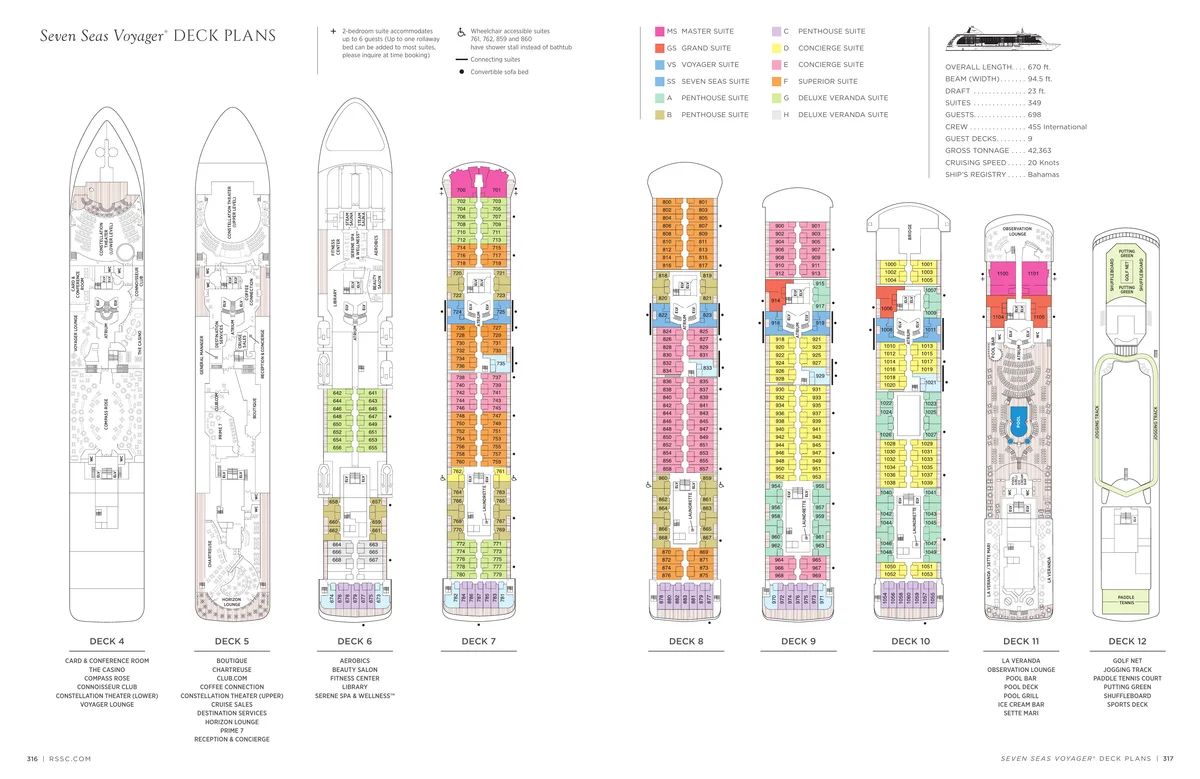 Regent Seven Seas Cruises   Seven Seas Voyager, Deck Plans