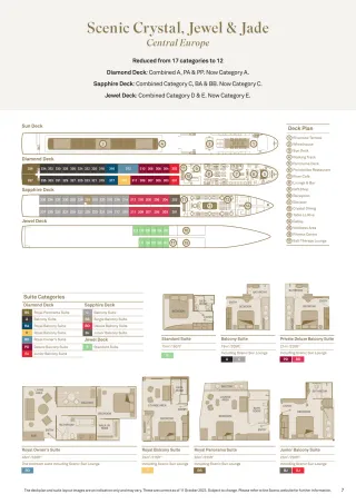 Scenic River Cruises, Scenic Crystal, Jewel And Jade Deck Plans & Suite Categories