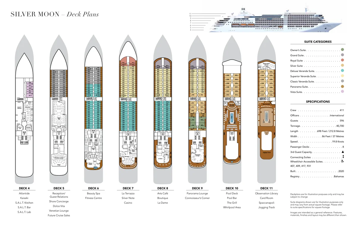 Silversea   Silver Moon, Deck Plans